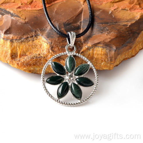 Chakras Stone Flower of Life Pendant Necklace